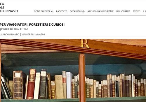 homepage della mostra dell'Archiginnasio