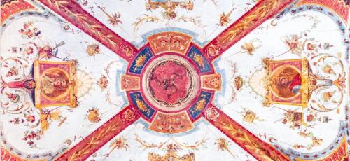 dettaglio volta dell'intradosso dipinto del portico della Banca d'Italia 